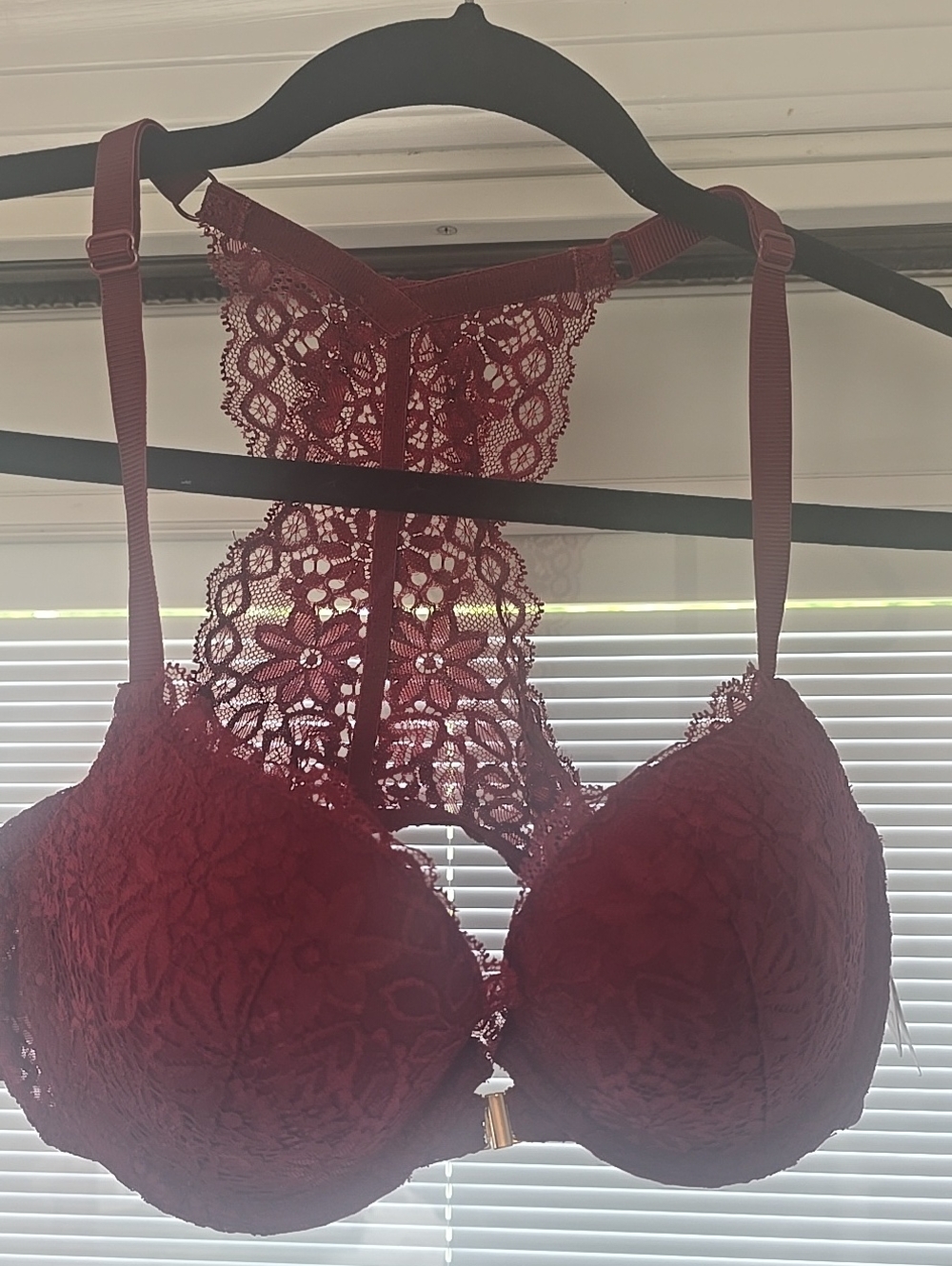 Auden Push-Up Demi Coverage Racerback Bra Lace Racerback Bra in Red 36B